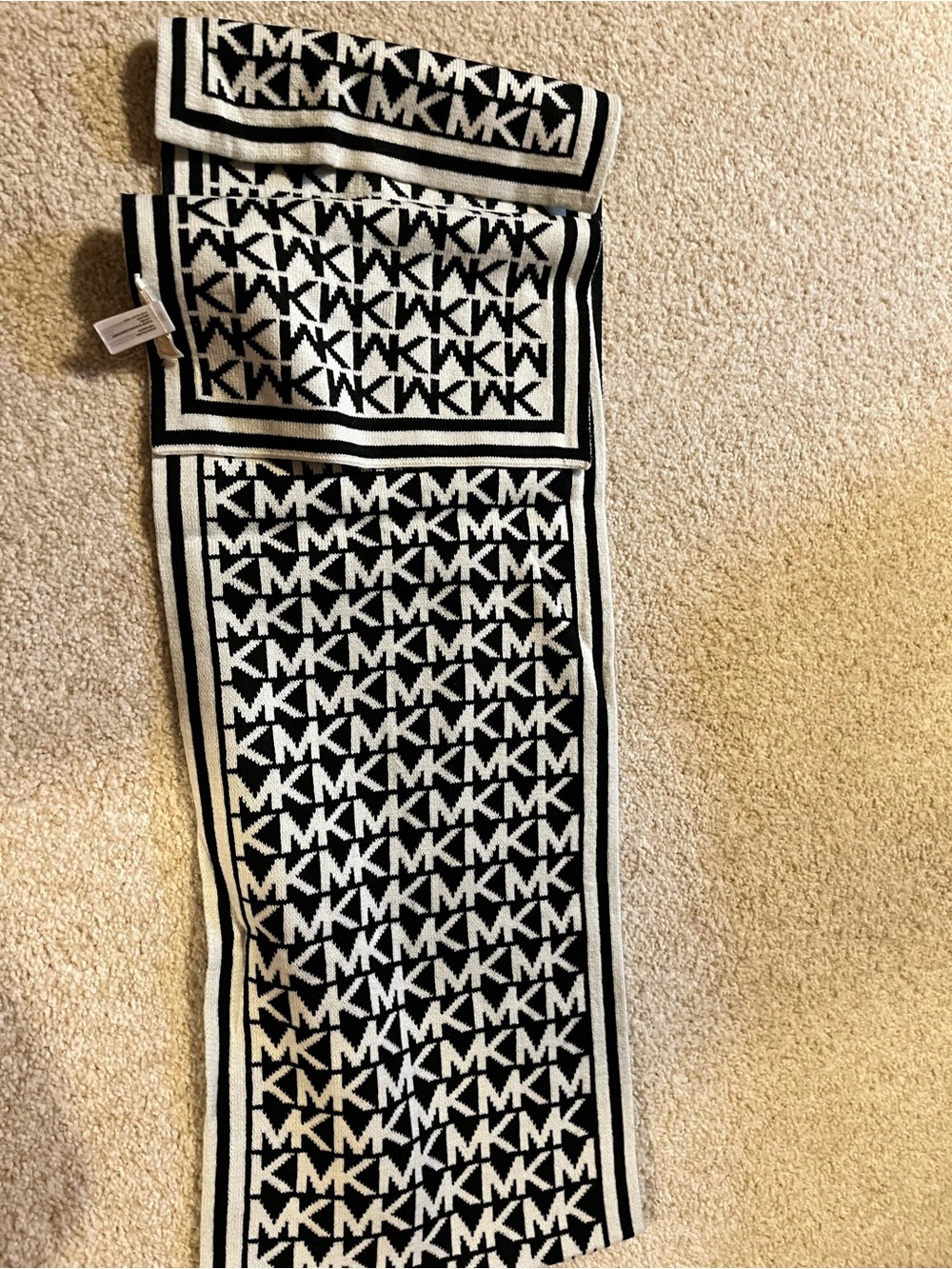 Michaels Black and White Geometric Logo Knit Scarf